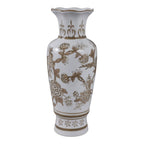 Br/Wh Vase Bird/Vines 12"