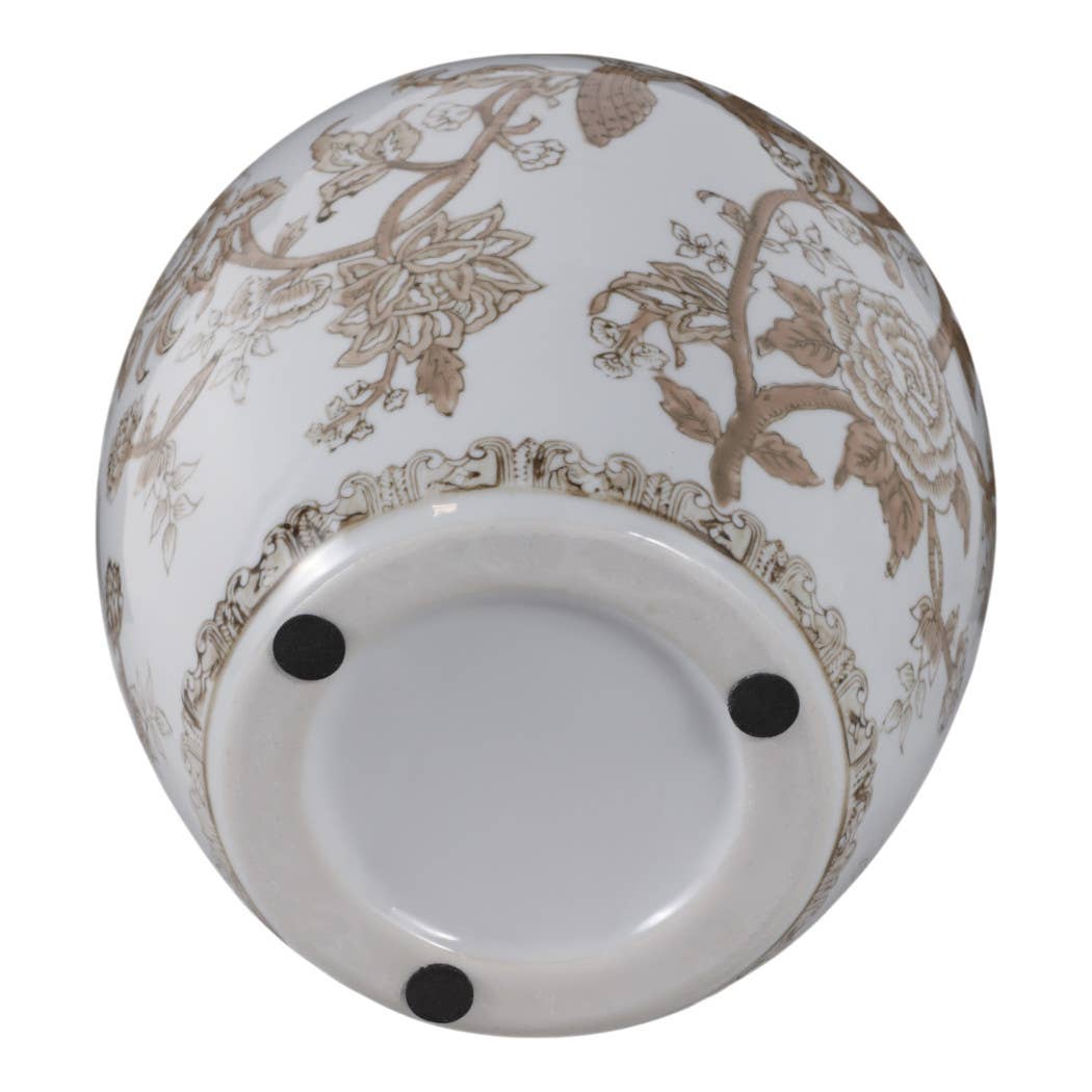 Br/Wh Ceramic Bird/Vines