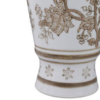 Br/Wh Vase Bird/Vines 12"