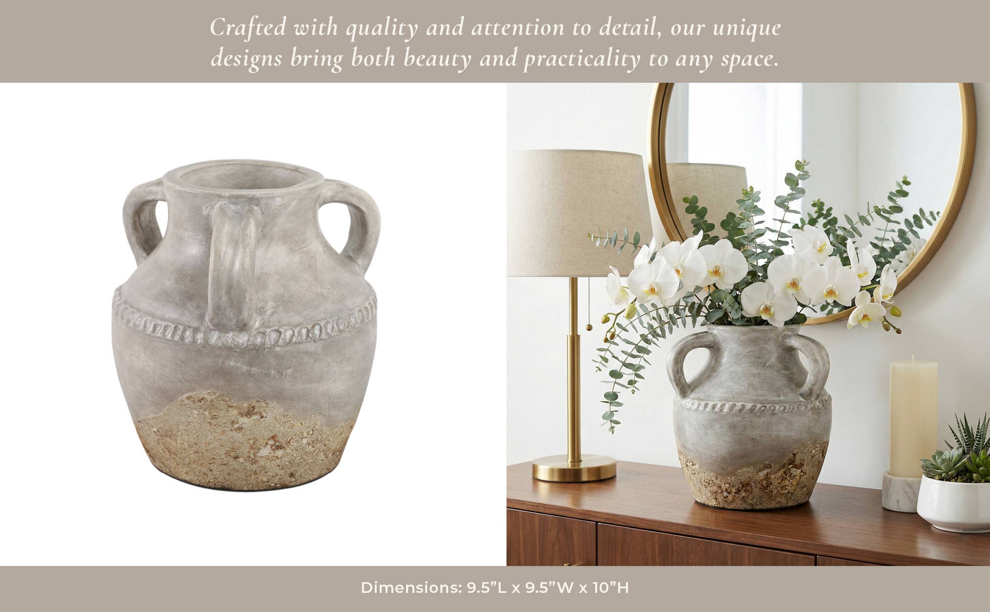 Ivory Ceramic Vase 10"