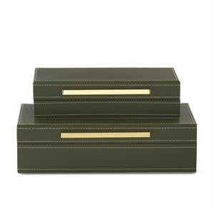 Green Vegan Leather Nesting Boxes