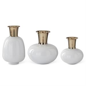 Brass & White Enamel Vases