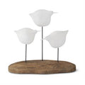 3 White Seagull Spindles on Driftwood Base