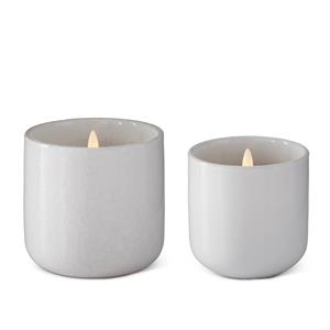 Flicker Flame LED Candle in White Ceramic Container