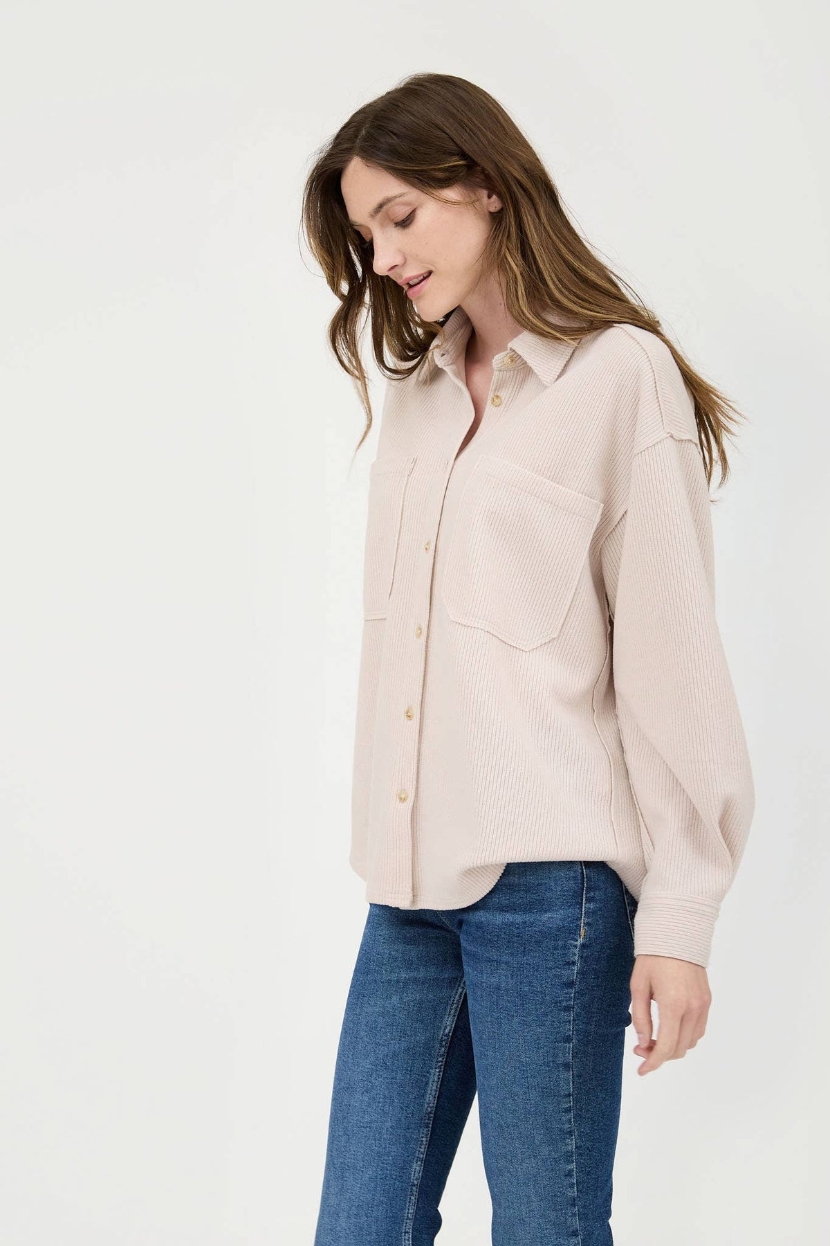 Rachel Rib Knit Button Up