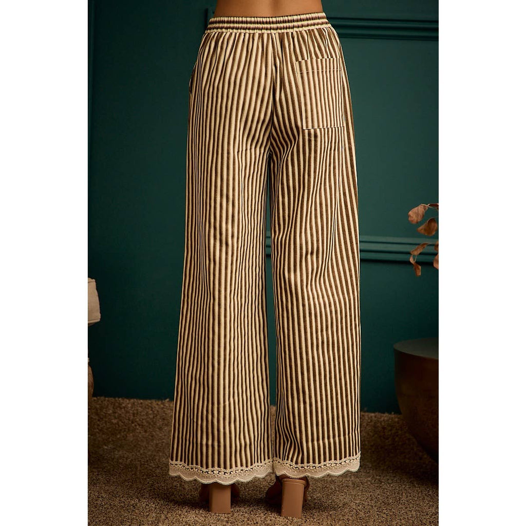 Shany Stripe Lace Trim Pants