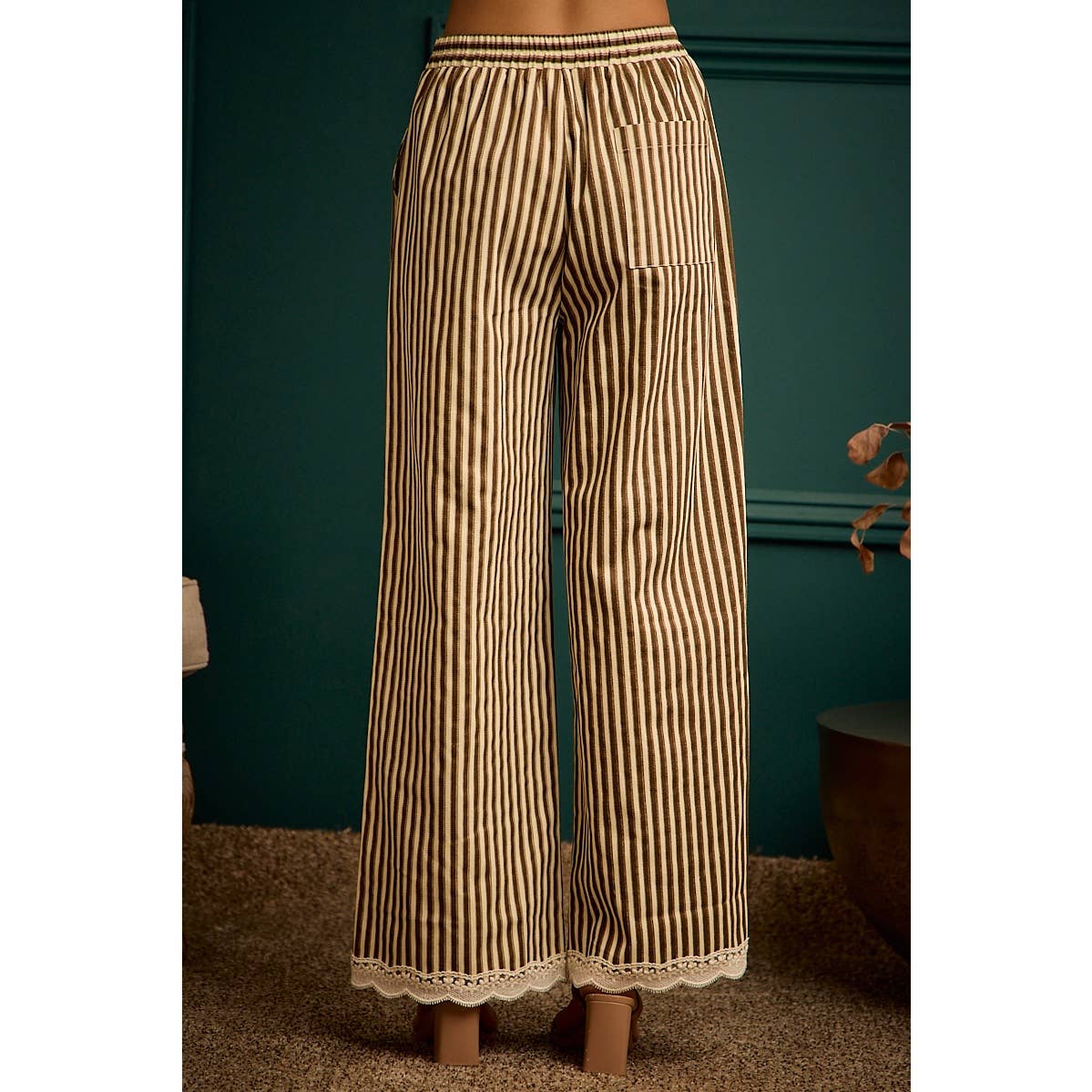 Shany Stripe Lace Trim Pants