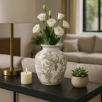 Br/Wh Ceramic Bird/Vines