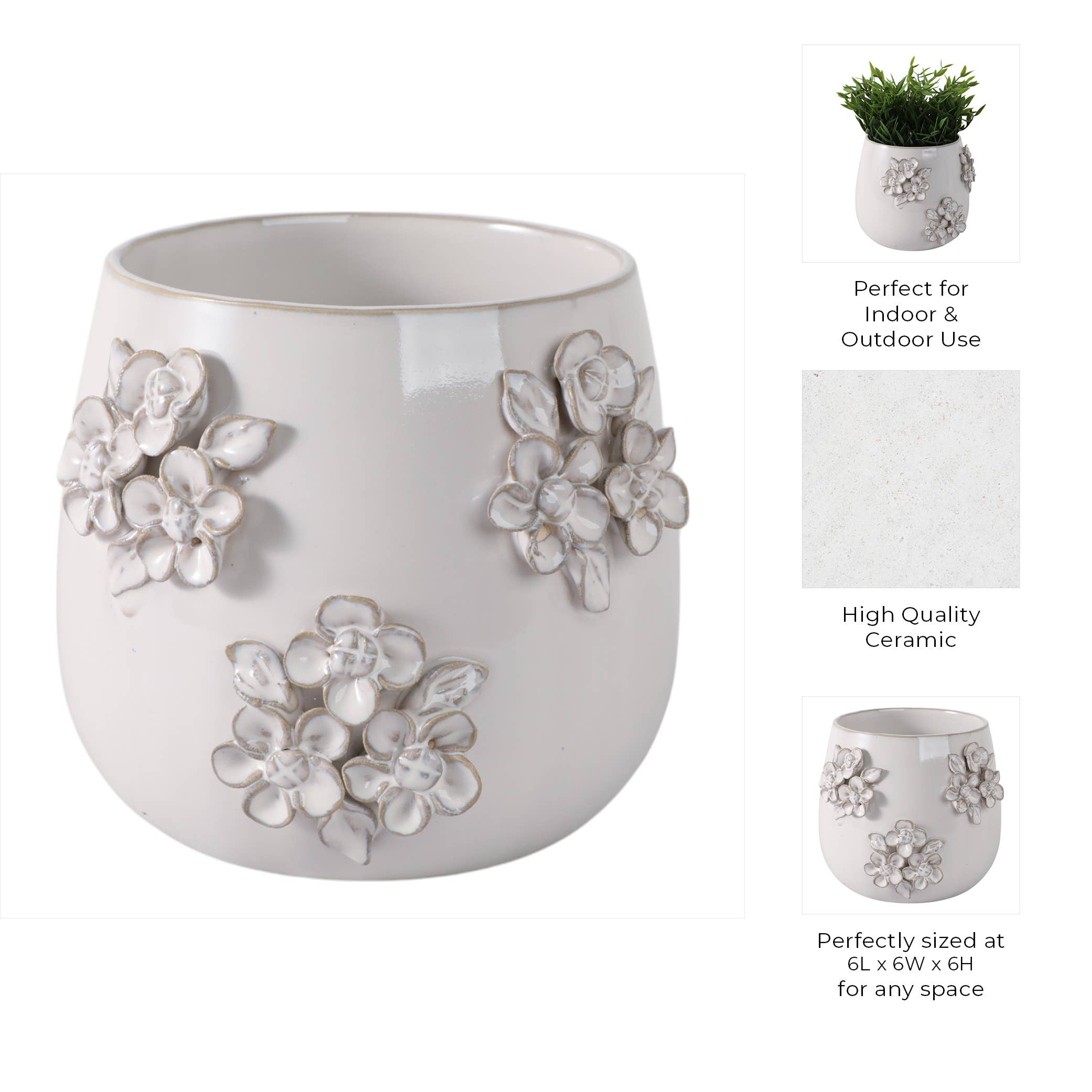 Ceramic Pot Flower Applique