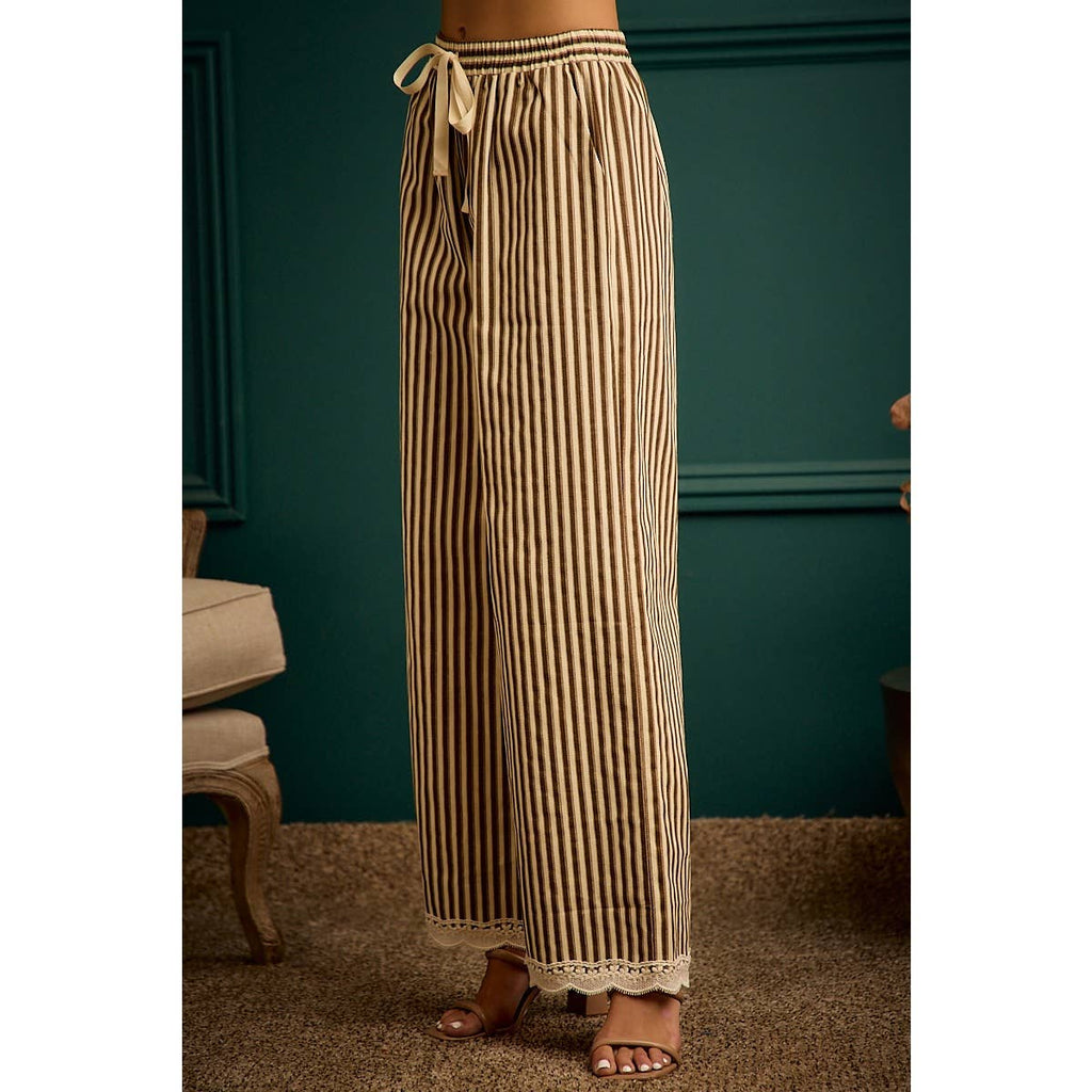 Shany Stripe Lace Trim Pants