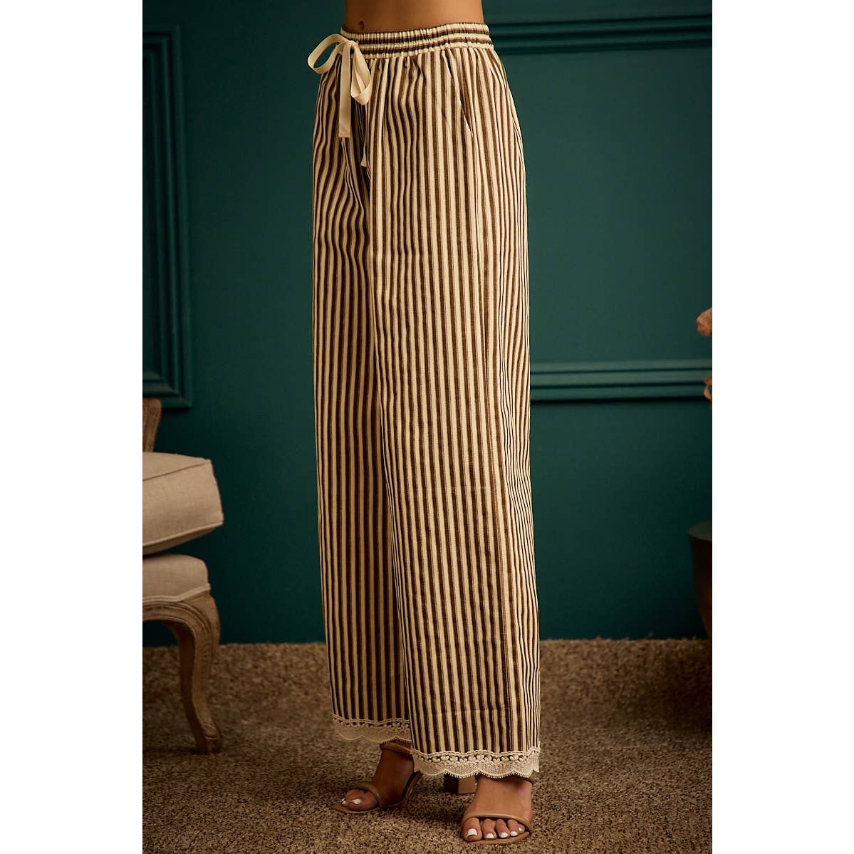 Shany Stripe Lace Trim Pants