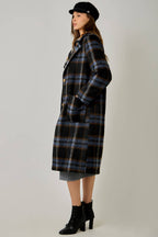 Missy Brushed Plaid Long Coat