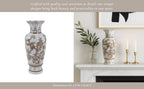 Br/Wh Vase Bird/Vines 12"