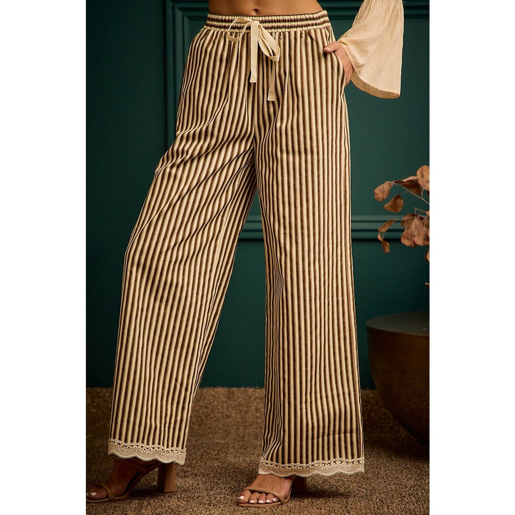 Shany Stripe Lace Trim Pants