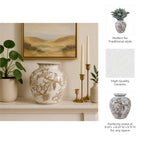 Br/Wh Ceramic Bird/Vines