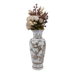 Br/Wh Vase Bird/Vines 12"