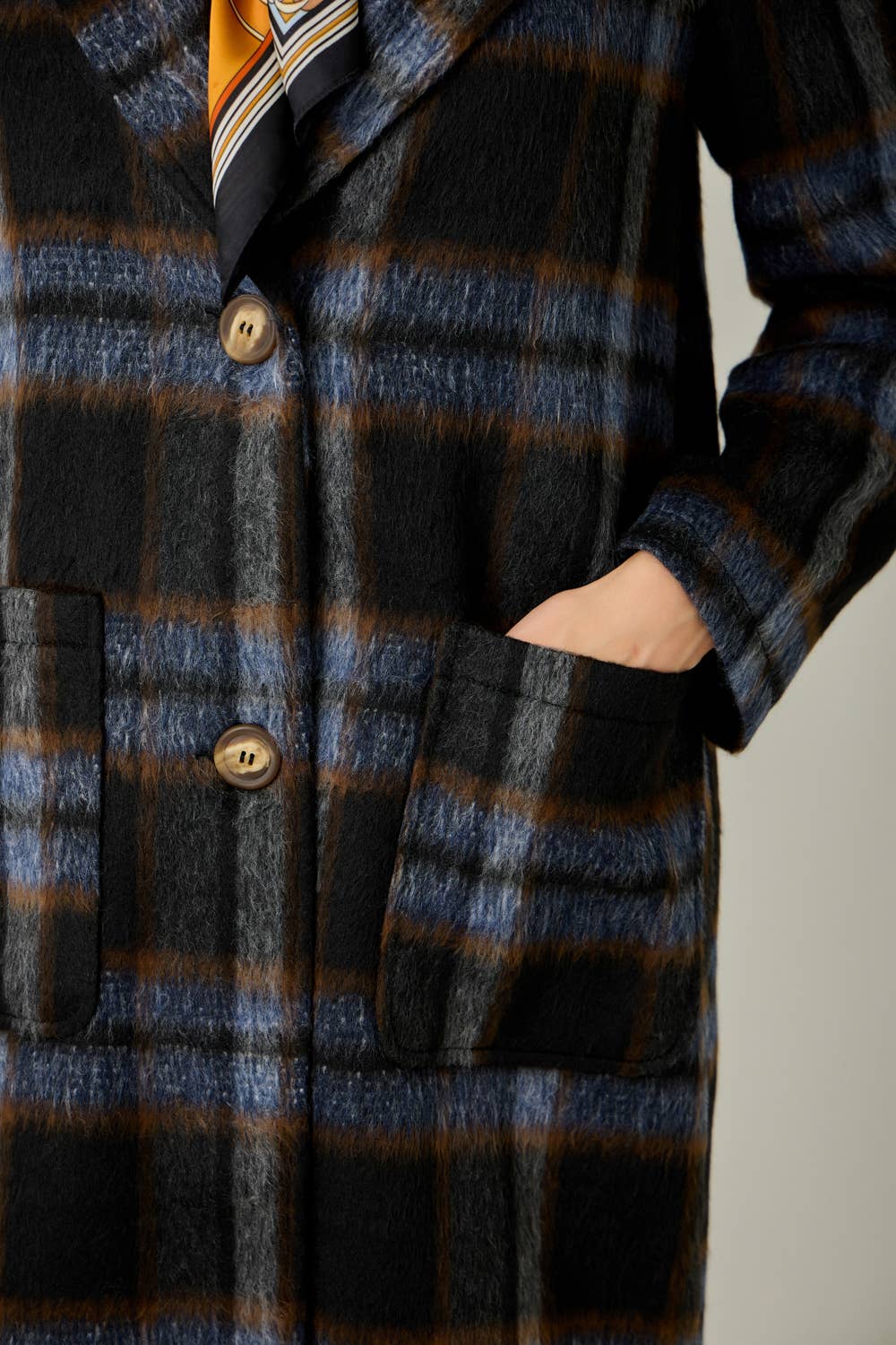 Missy Brushed Plaid Long Coat
