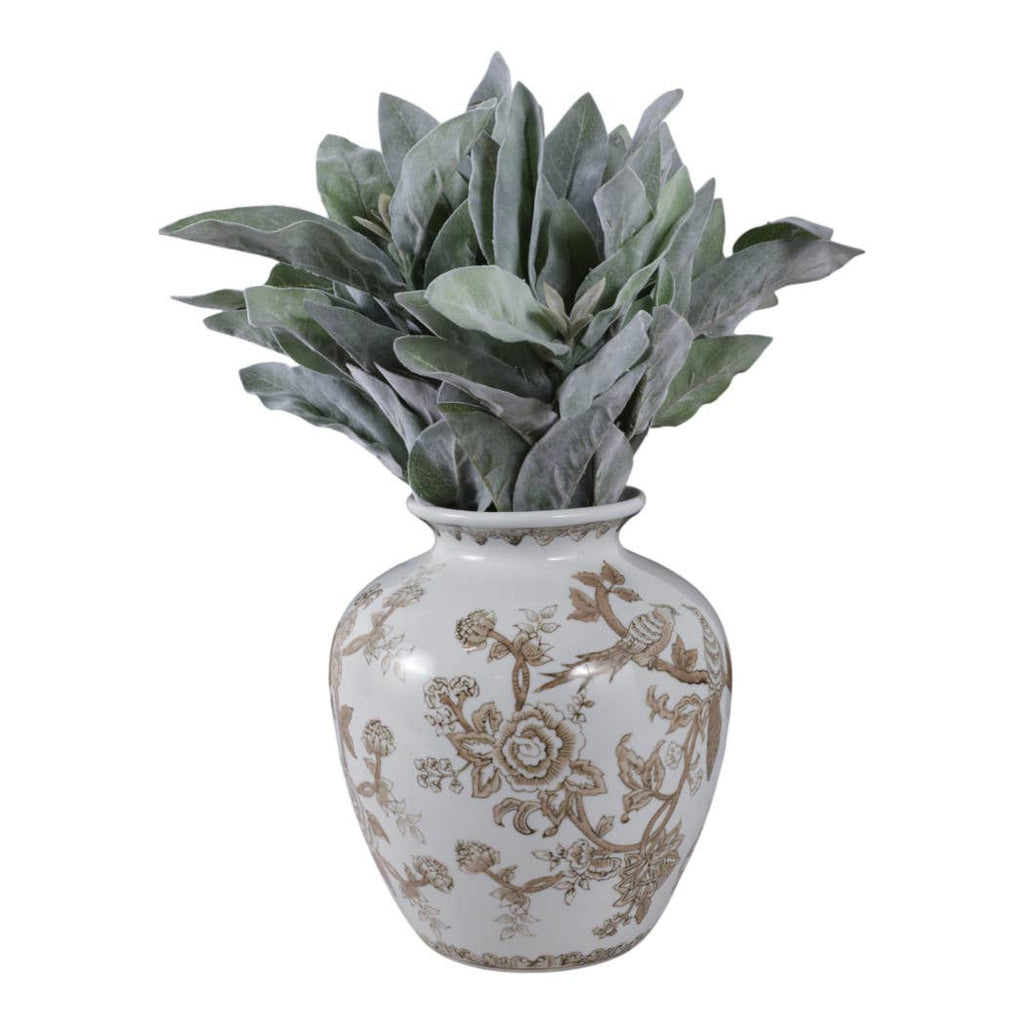 Br/Wh Ceramic Bird/Vines