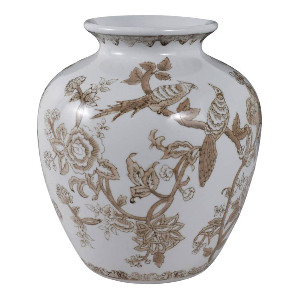 Br/Wh Ceramic Bird/Vines