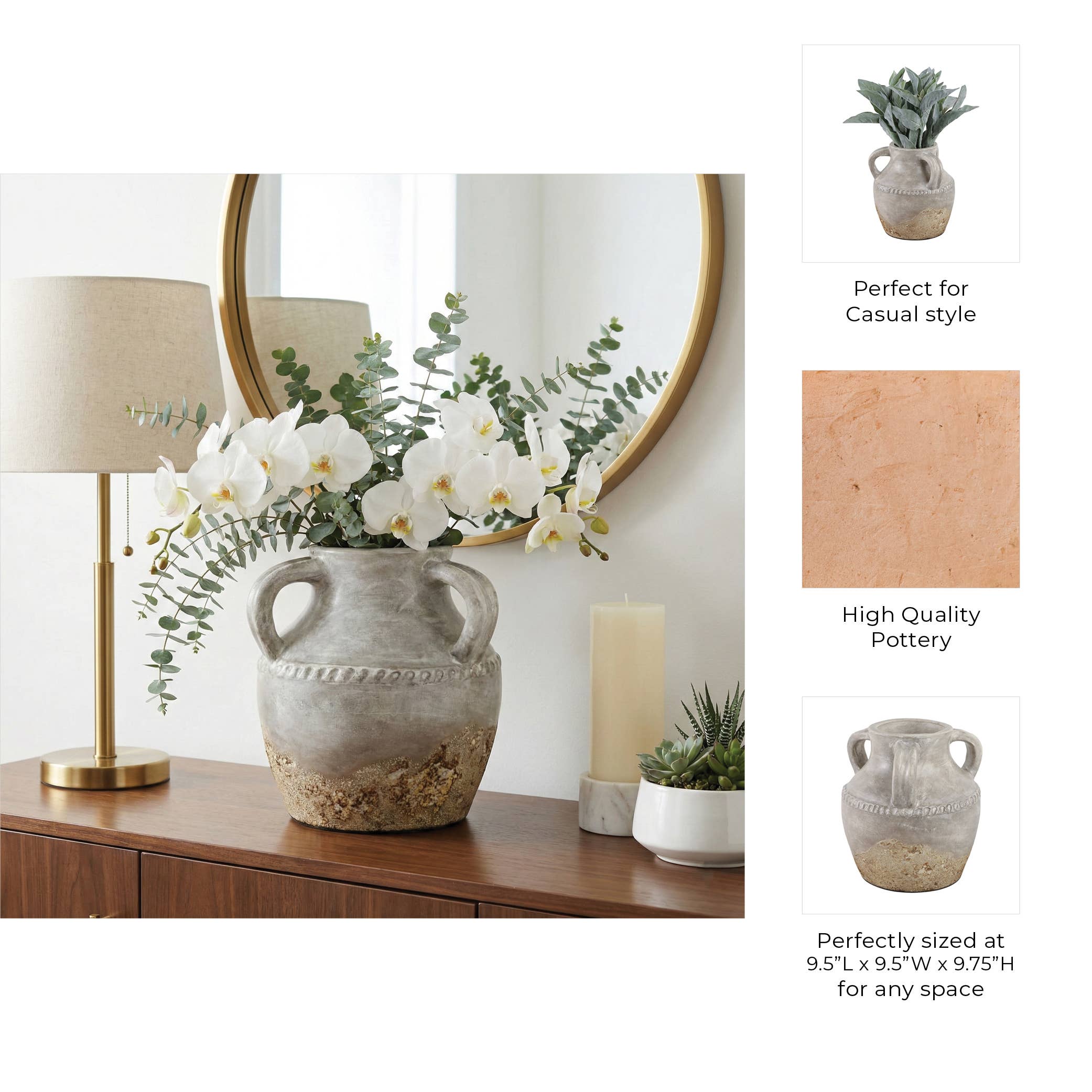 Ivory Ceramic Vase 10"