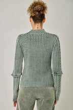 Andrea Washed Cable Mock Neck Sweater