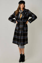Missy Brushed Plaid Long Coat