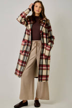 Missy Brushed Plaid Long Coat