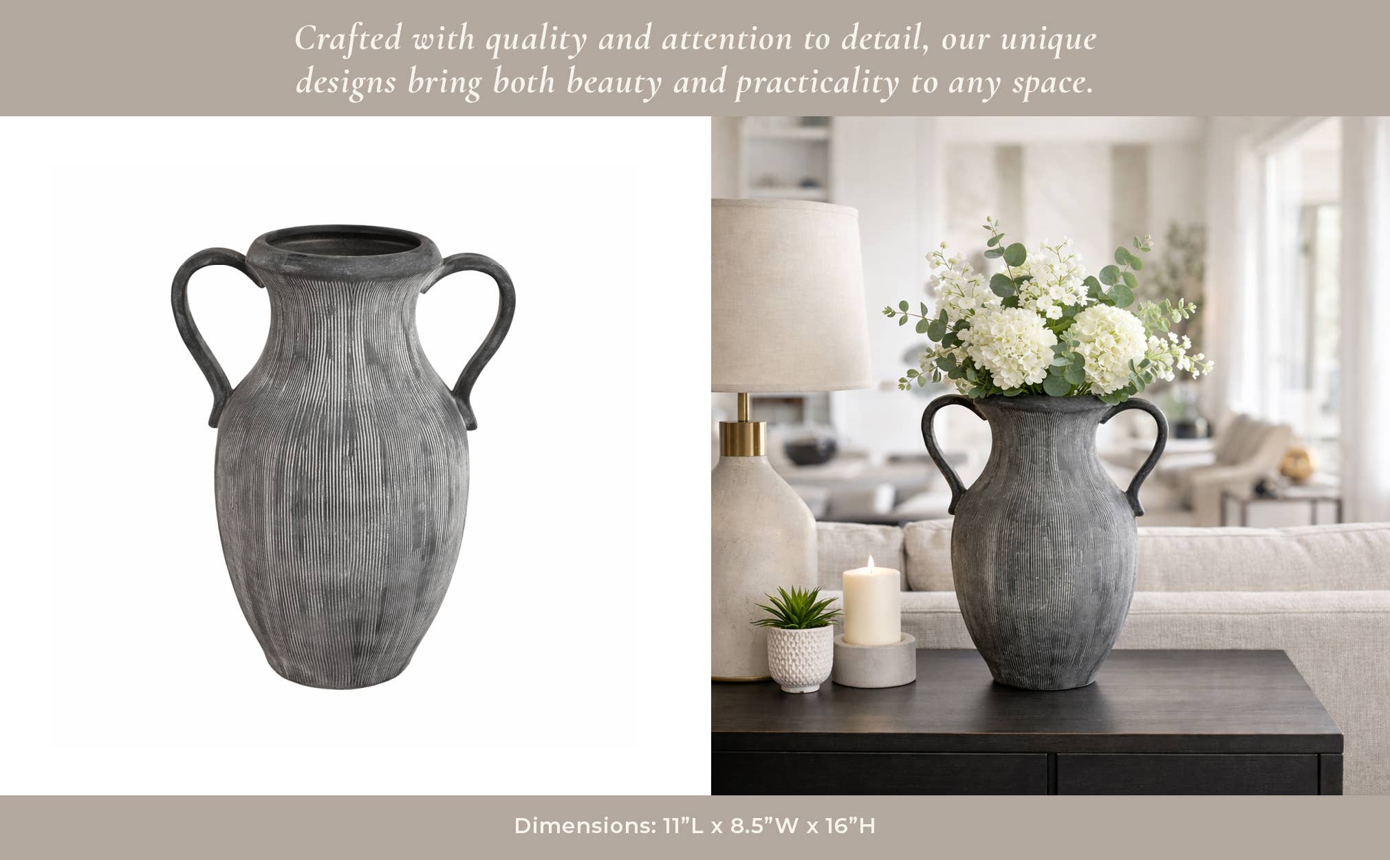 15in Vase with Handles