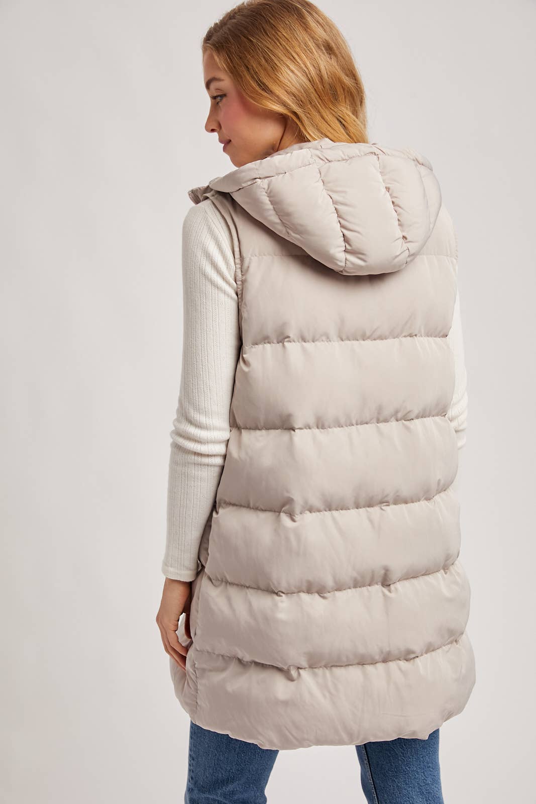 Natalie Hooded Zipper Puffer Vest