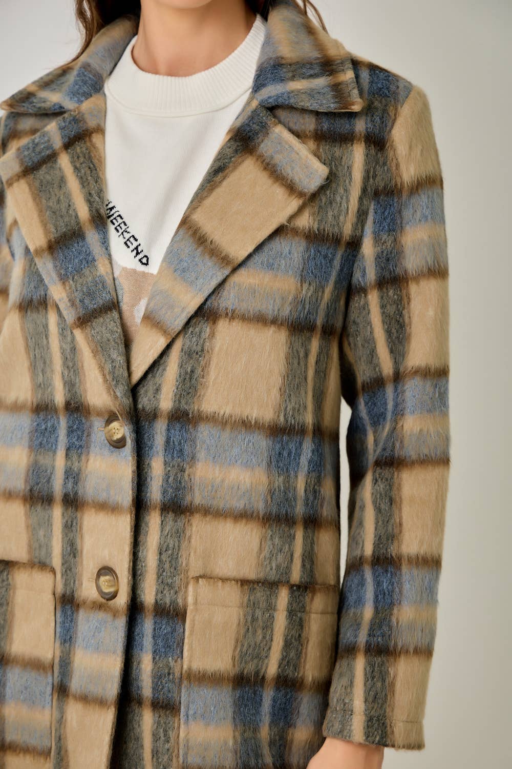 Missy Brushed Plaid Long Coat