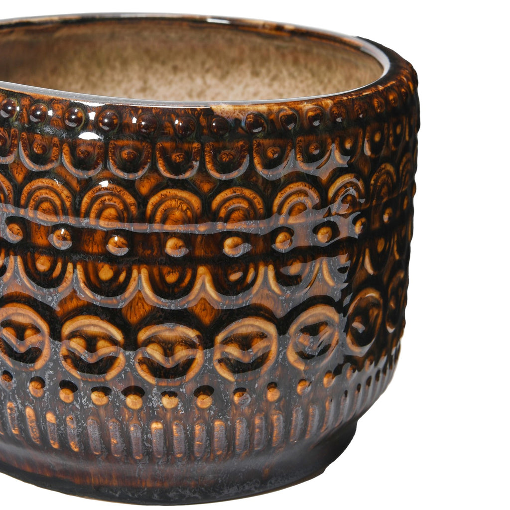 Embossed Stoneware Planter