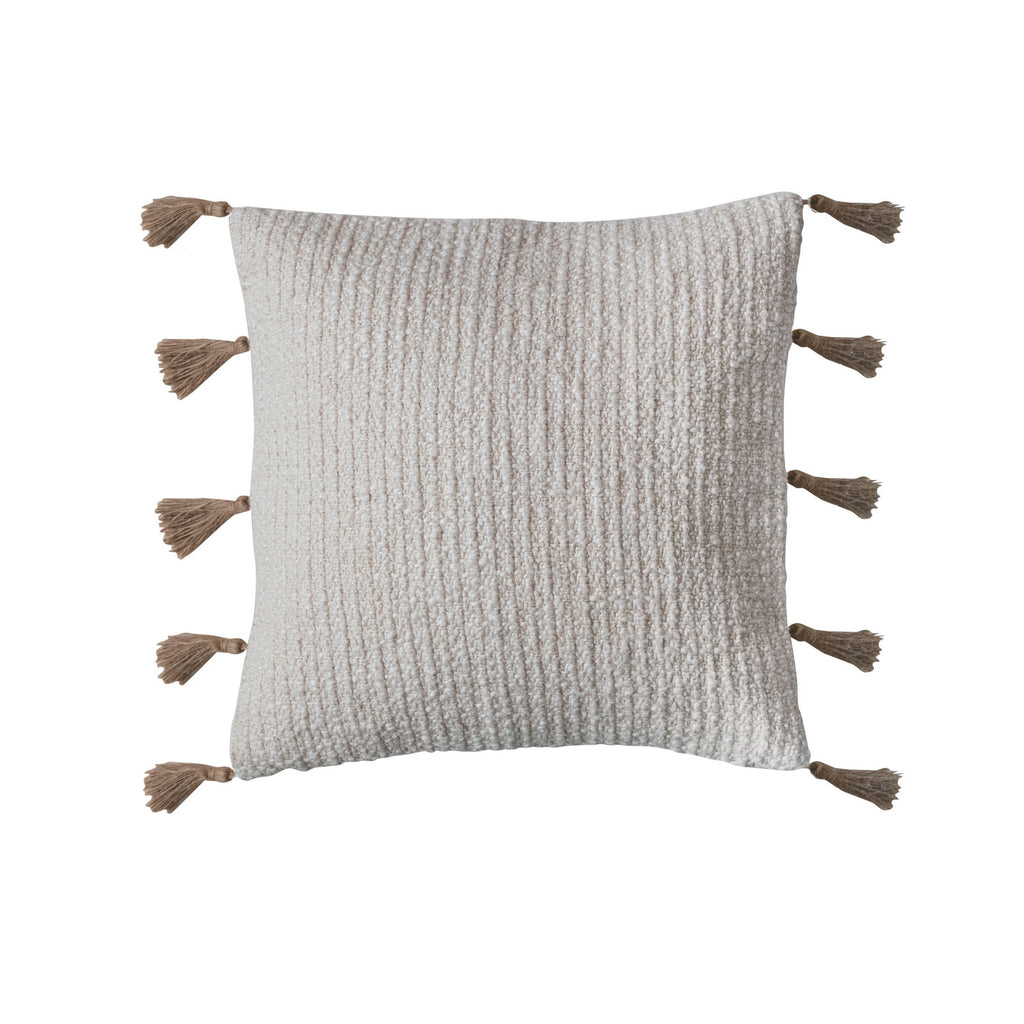 Natural 18" Square Pillow W/Tassels
