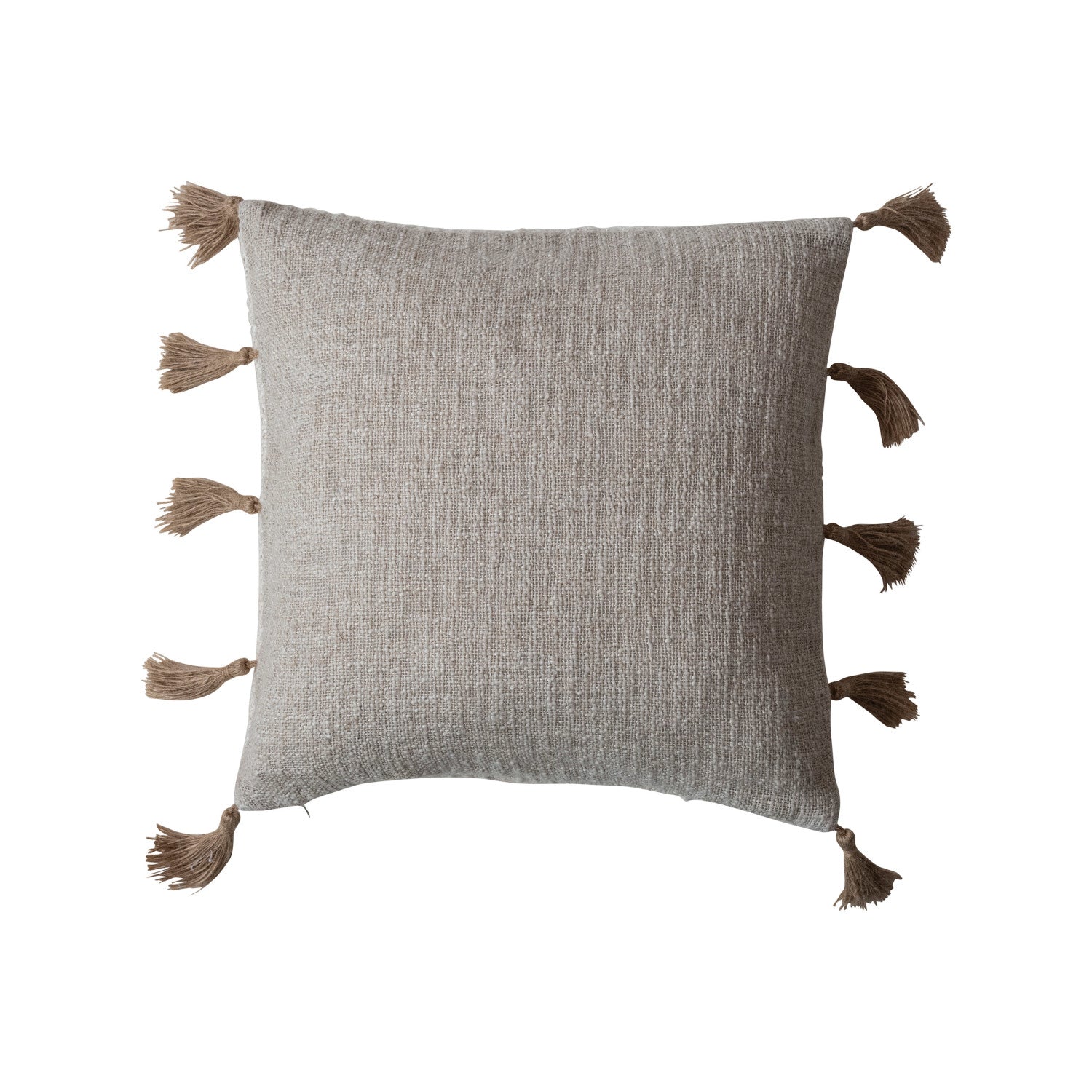 Natural 18" Square Pillow W/Tassels