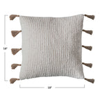 Natural 18" Square Pillow W/Tassels