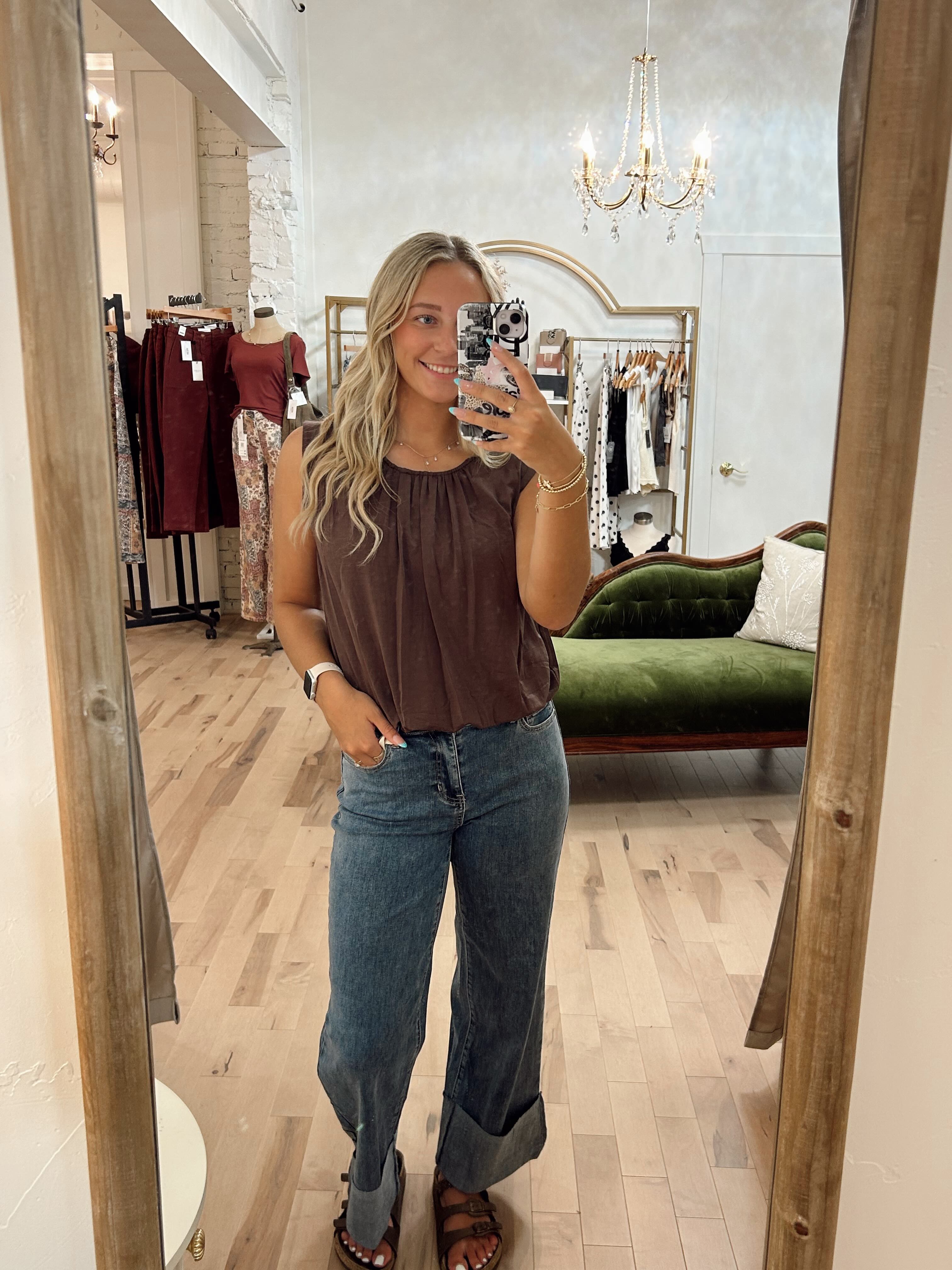Amanda Bubble Hem Brown