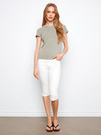Sophia Tencel Rib Crew Neck T-Shirt**