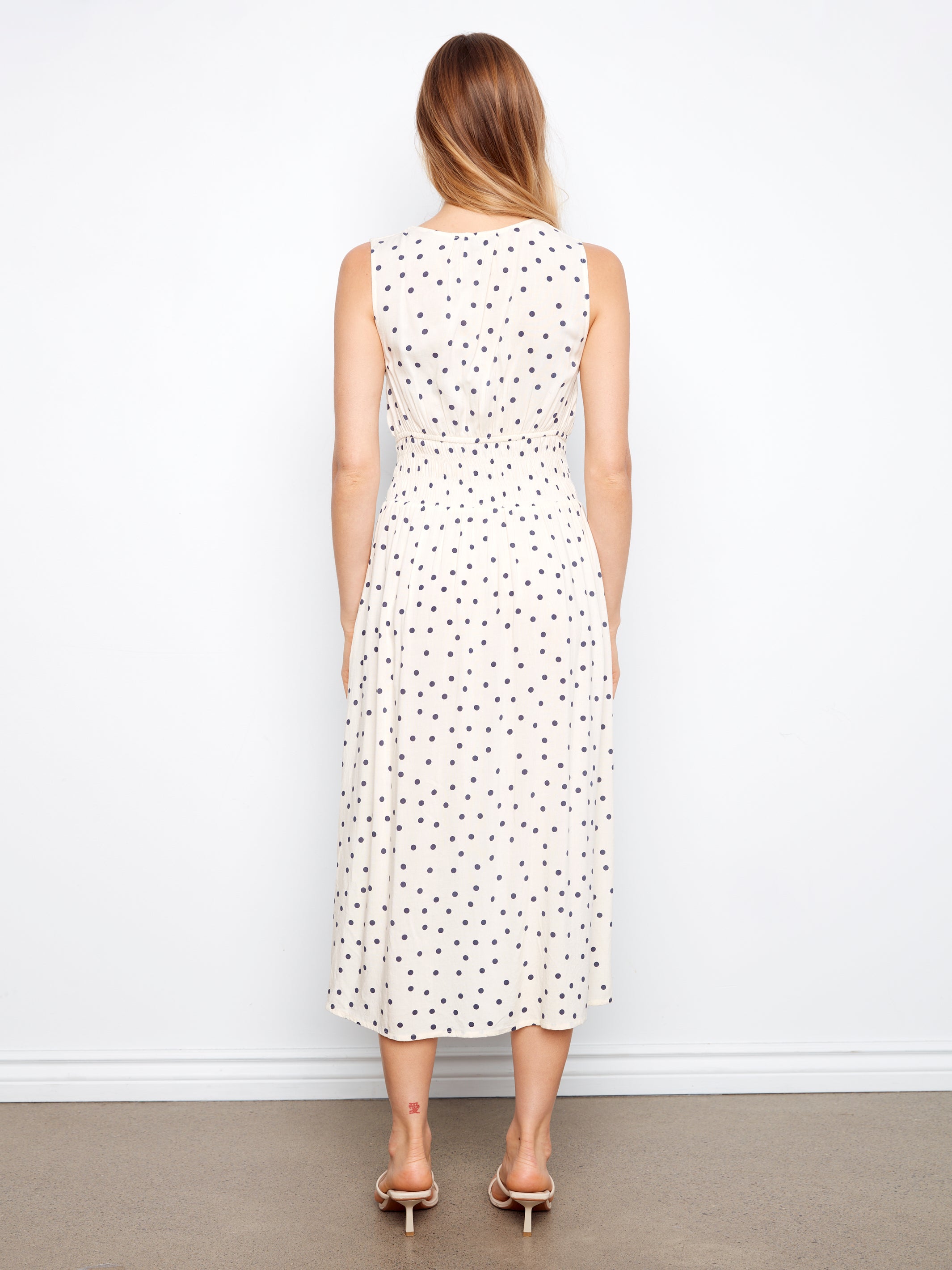 Bailey Polka Dot Printed Dress with Smocking Waist