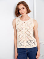 Violet Crochet Button Up Vest**