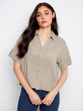 Belle Button Front Tencel Blouse**