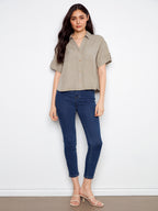 Belle Button Front Tencel Blouse**