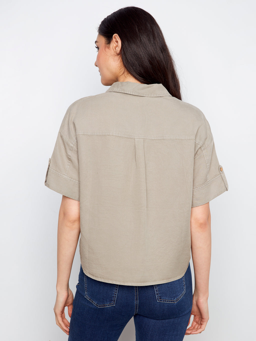 Belle Button Front Tencel Blouse**