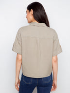 Belle Button Front Tencel Blouse**
