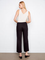 Jenny Stretch Linen Wide Leg Button Front Pants