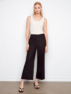 Jenny Stretch Linen Wide Leg Button Front Pants