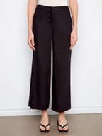 Jenny Stretch Linen Wide Leg Button Front Pants