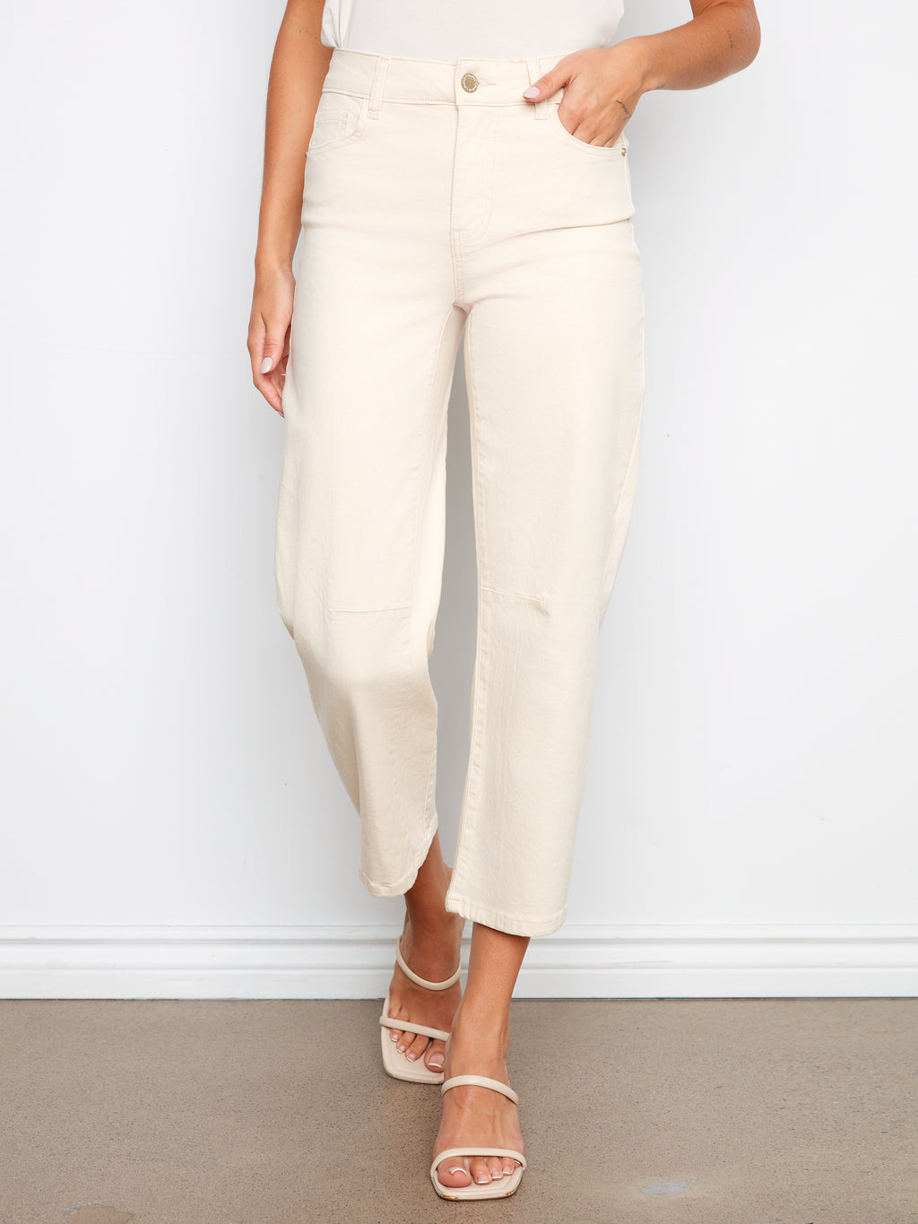 Charlie Barrel Leg Neutral Twill Pants