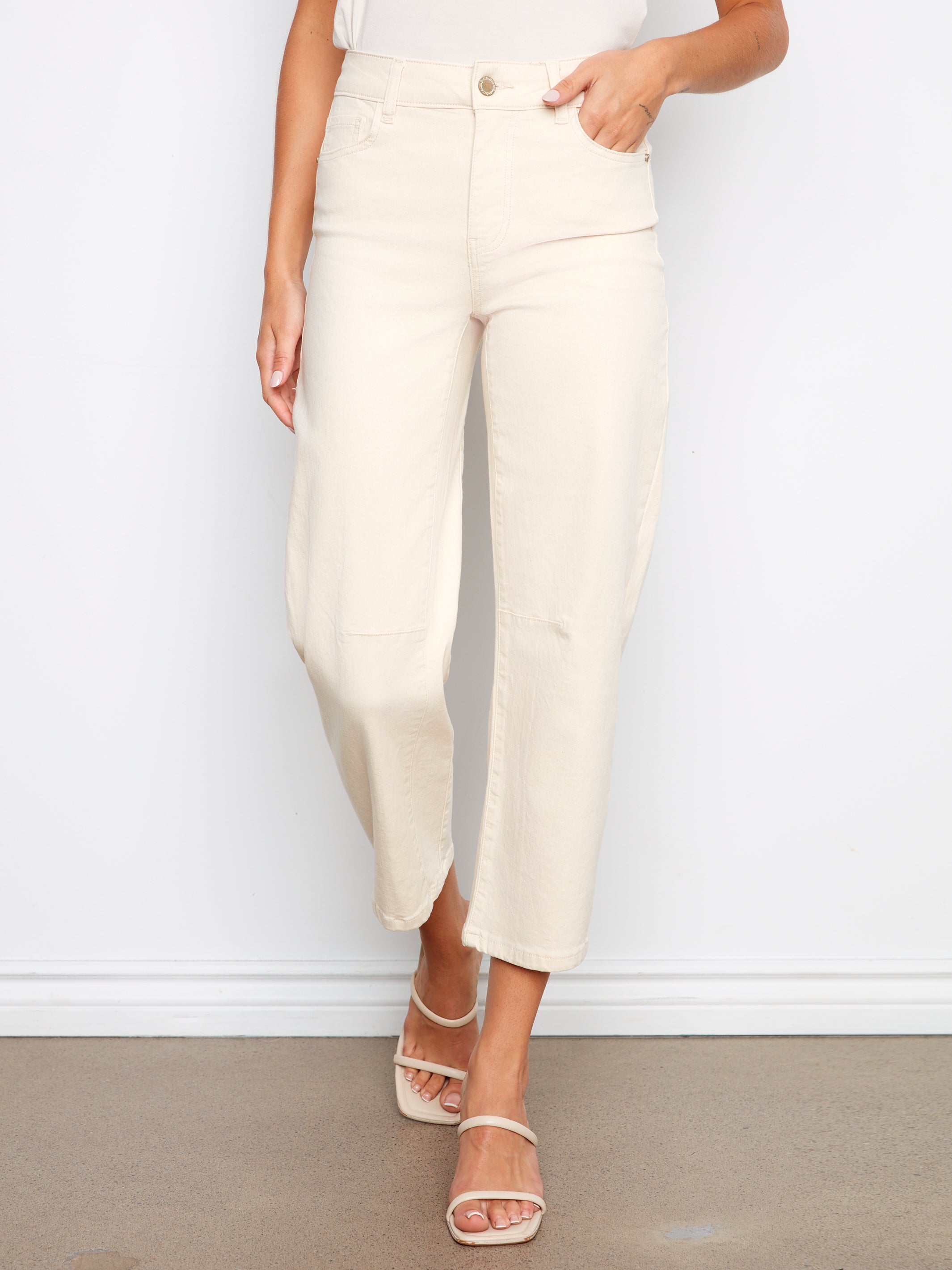 Charlie Barrel Leg Neutral Twill Pants