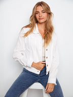 Kristy Linen Jacket with Frayed Hems