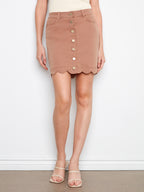 Mia Scalloped Hem Twill Skort**