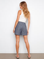 Stella Stretch Twill Button Front Indigo Shorts